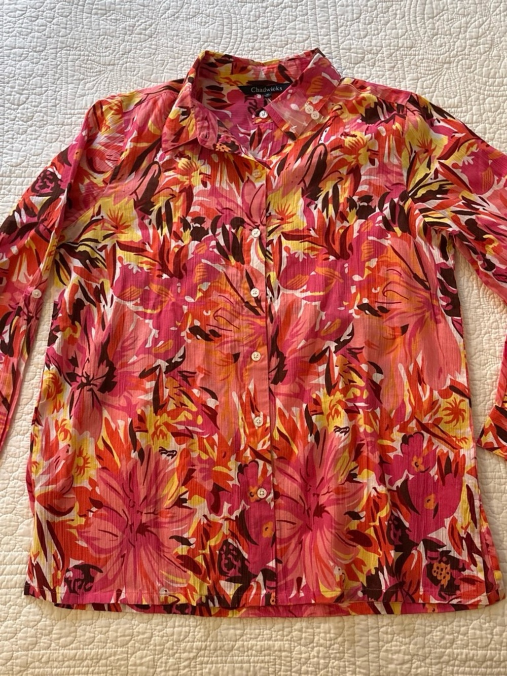 Chadwicks Pink Floral Button-Front Women's Shirt